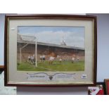 1953 F.A. Cup Final Print 'The Matthews Final', featuring a Blackpool goal signed by artist and