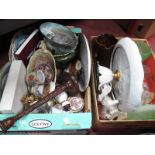 Limoges Plates and Trinkets, wall plates, pedestal dish, Sylvac vase, glassware etc:- Two Boxes
