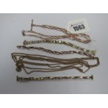 A Fine Link Muff/Guard Chain, stamped "9c" (lacking clasp); expanding wristwatch bracelets; a 9ct