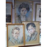 J. Arundel Massey Portrait Study of an Elderly Lady, pastel 50 x 37.5cm, another similar of