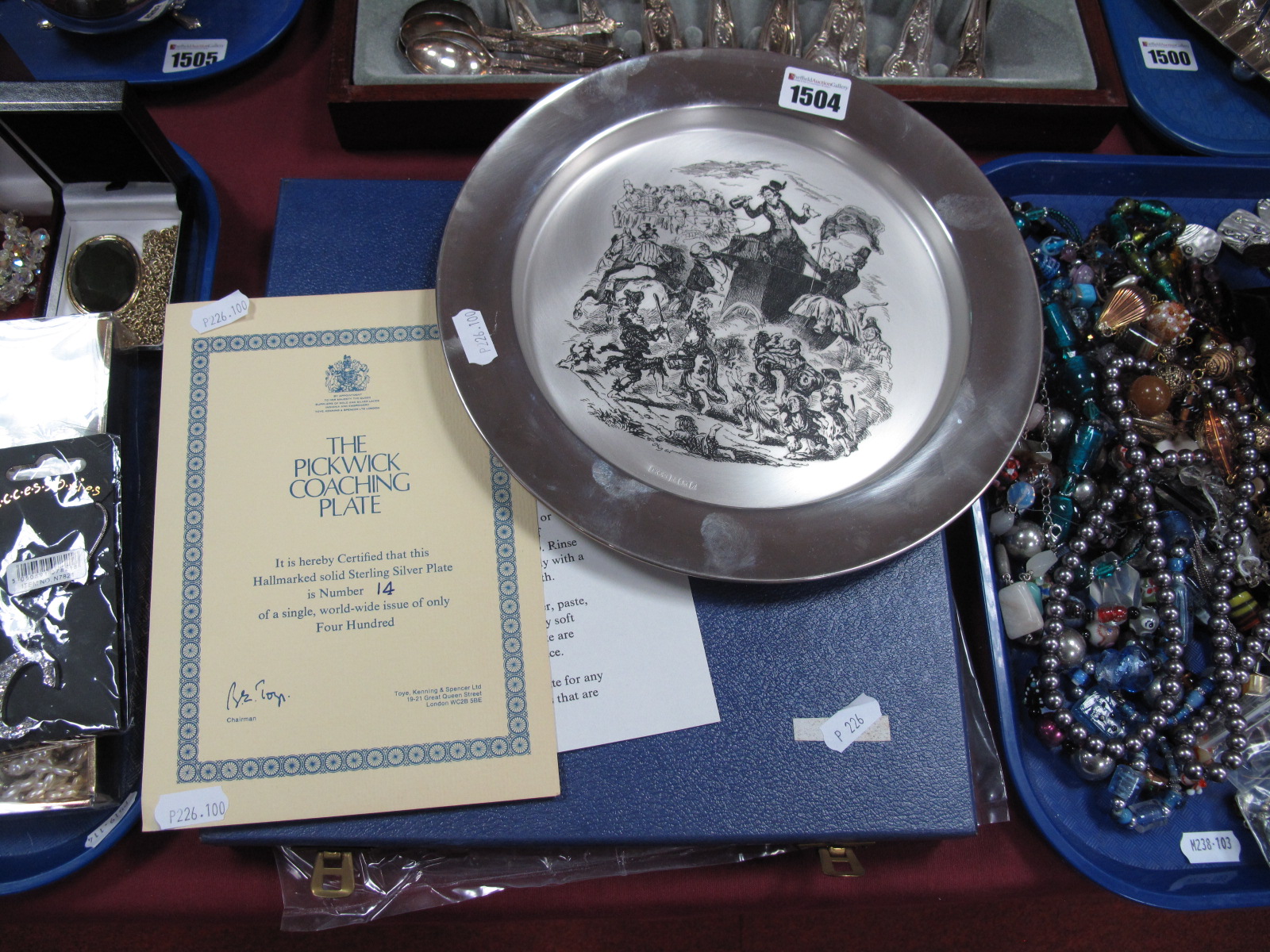 A Toye Kenning & Spencer Hallmarked Silver Limited Edition Plate, 14/400 "Mr Bob Sawyer's Mode of
