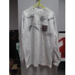 England White Replica Home Shirt, black pen signed by Kevin Keegan, Tom Finney, David Beckham, Bobby