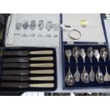 A Set of Six Hallmarked Silver "They Royal Marriage Spoons", Sheffield 1981 in original fitted