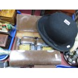 Simpson of Piccadilly Gent's Bowler Hat; together with a gent's travelling vanity case in brown