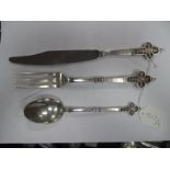 Christofle; A French Knife, Fork and Spoon Set, bearing import marks for Sheffield Assay Office,