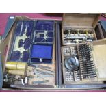 Watch/Clock Makers Tools, 'Tour an Pivoter 1st Qualite Morocco Cased Drill, another smaller, '