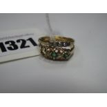 An 18ct Gold Five Stone Ring (stone missing); a five stone ring stamped "18ct". (2)