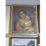 XIX Century Framed Oileograph 'Madonna and Child', unsigned, 74 x 63cm.