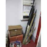 Fishing Interest: A collection to include split cane and carbon fibre rods (force cast 4.2m, 12ft