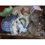 Two Palissy 'Penelope' and 'Annabel' Plates, Falcon hexagonal bowl, other ceramics, glassware:-