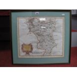 Robert Mordern, XVIII Century Hand Tinted Map of 'Darbyshire', sold by Abel Swale Awnsham and John