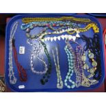 A Mixed Lot of Assorted Costume Bead Necklaces, including foil type beads, imitation pearls, etc:-
