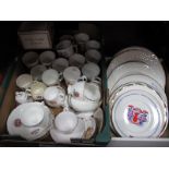 Royal Commemorative Cabinet Plates, mugs, trio's, teawares and other china:- Two Boxes