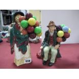 Royal Doulton 'The Balloon Seller', HN 583, and 'The Balloon Man', HN 1954.