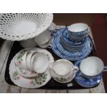 Noritake Blue and White Tea Service, Royal Vale tea service, white pottery fruit bowl etc:- One