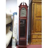 Tempus Fugit Thirty One day Grandfather Clock, with a swan neck pediment, arched dial, glazed