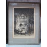 Albany E. Howarth, "The Chancel Exeter", etching, signed in pencil lower right, 69 x 52cm.