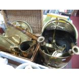 Brass Ware, to include log bucket, companion ware, trays, jugs.