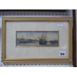 J.E. Downing (Falmouth Artist), Evening on the River, watercolour, signed lower right, 7 x 20.5cm.