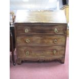 Early XIX Century Mahogany Bureau, with a cross banded fall front, fitted interior, three long