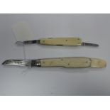 A Two Blade Folding Penknife; together with a Synor Cooke & Ridal single blade folding knife. (2)