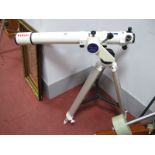 A Vixen A80M 80mm Diameter Telescope, mounted on a Vixen Porta tripod stand (unchecked for