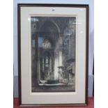 Andrew F. Affleck, "Interior, Milan Cathedral", etching, signed in pencil lower right, 96 x 66cm.