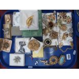 A Collection of Vintage and Later Costume Brooches and Dress Clips, including floral sprays etc; a