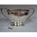 A Hallmarked Silver Twin Handled Sugar Bowl, of Art Deco style "Margaret Thomas with gratitude and