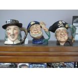 Royal Doulton Charcter Jugs: 'Izaak Walton' D6404, 'Long John Silver' D6335 and 'Old Salt' D6551. (