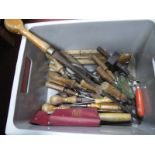 Marples Marking Gauge, many chisels, Spear & Jackson trowel, other tools:- One Box