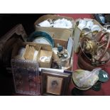 Scales and Weights, copper kettle, log bucket, figures, table china etc.