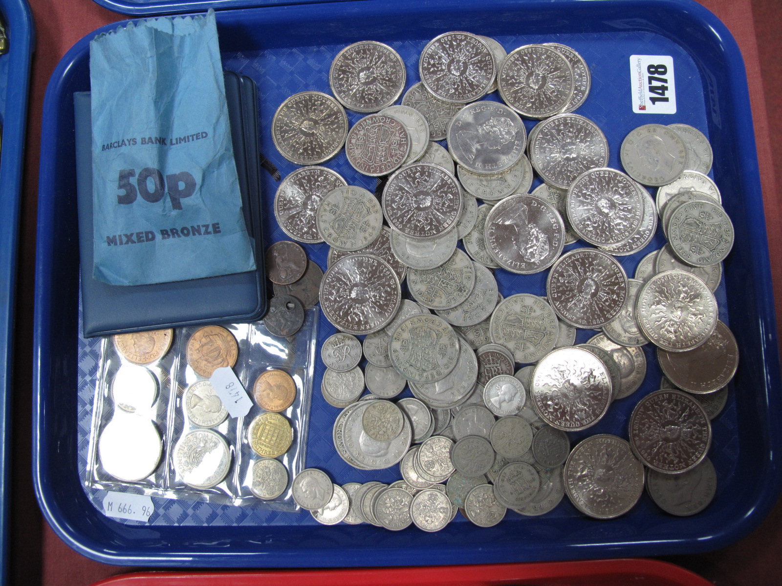 Coins. 1953 in plastic sleeve, Charles and Diana crowns, halfcrowns, other post 1947 silver