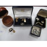 Gent's Cufflinks, 9ct gold patterned wedding band, a 9ct gold St. Christopher pendant, etc.