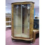 A Mid XX Century Walnut Floor Standing Glazed Corner Cupboard, on cabriole legs, pad feet.