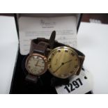Accurist; A Vintage Gent's Wristwatch, inside case back stamped "9c 0.375", on a strap; together