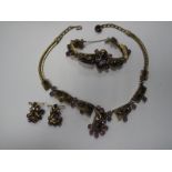 A Vintage Gilt Costume Necklace, of decorative design; together with matching bracelet and clip