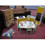 Vintage Sindy Kitchen and Dining Room Furniture, including cookers, sink, dresser (damages) and