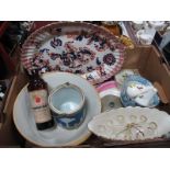 Wedgwood Blue Jasperware Biscuit Barrel, with plated lid and base, T.G. Green mixing bowl, meat