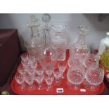 Stuart and Three Other Glass Decanters, Stuart liqueurs glasses, Edinburgh brandy glasses:- One