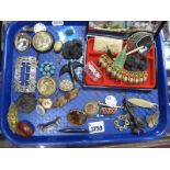A Collection of Assorted Victorian and Later Brooches, including Blue John banded agate panel (
