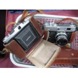 Cameras - Russian 'FED 3', 35mm film camera with f2.8-5.2 lens 61mm; Zeiss Ikon Nettar film