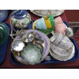 Continental China Tea Wares, Maling table lamp (untested), Maling dish and matching plates, part