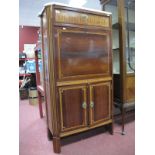 A XIX Century Continental Inlaid Escritoire, with a white marble top, single drawer, with Kingwood