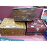 A XIX Century Walnut Work Box, with twin parquetry bands, Edw. Buchanan Confectionary two drawer