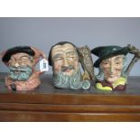 Royal Doulton Character Jugs: 'Merlin' D6529, 'Falstaff' D6287, 'Pied Piper' D6403. (3)