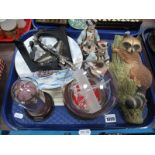 Bossons Figure of Raccoon, cabinet plates, lighter in the form of a Hornet jet etc:- One Tray