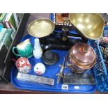 Libra Scales Having Brass Pans and Iron Weights, copper tobacco barrel, Radford, Wedgwood, etc.:-