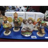 Goebel Figures, four small boxed examples, including 'Once Upon a Time', 'Lets Play', four larger,