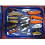 Pocket and Pen Knives: varying designs including horn handled, multi bladed, etc; (Baxter, G.